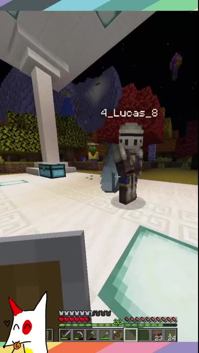 Um clipe bem velho de quando eu tinha um #Minecraft #SMP com modpack #Origins
Eu era da raça híbrida de raposa, que conseguia montar nos ombros de raça híbrida elytrian (repare que meu personagem está menorzinho)